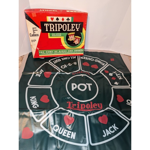 Vintage 1960 Cadaco Ellis Deluxe Edition Tripoley The Game Kings Queens Box Mat - Picture 1 of 10